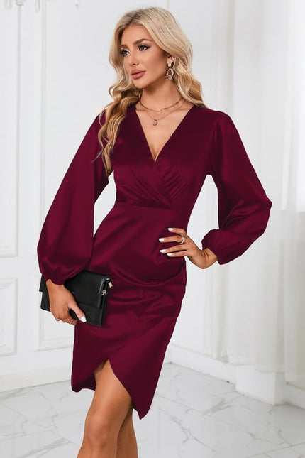 Robe Manche Longue Satin Midi Émeraude - gallery 7