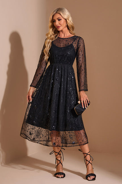 Robe Manches Longues Sequins - gallery 1