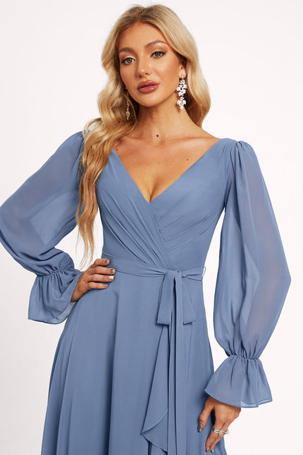 Robe Manche Longue Longue Rose Volants - gallery 4