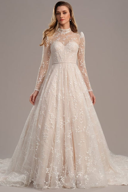 Robe Manche Longue Tulle Brodée - gallery 1