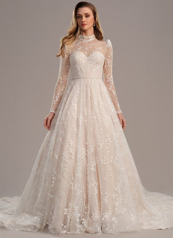 Robe Manche Longue Tulle Brodée - gallery 1