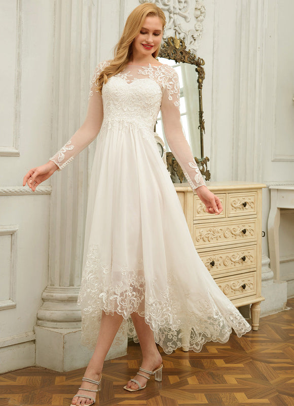 Robe Manche Longue Nuptiale Transparente - gallery 1