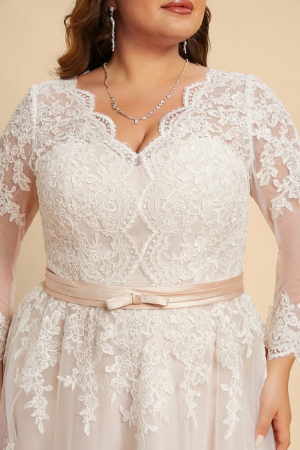 Robe Manche Longue Élégante En Dentelle - gallery 8