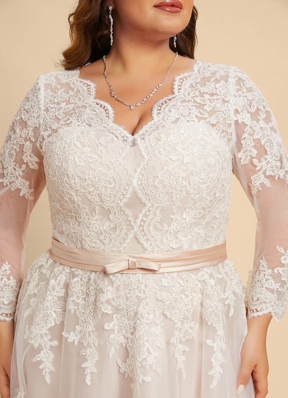 Robe Manche Longue Élégante En Dentelle - gallery 8