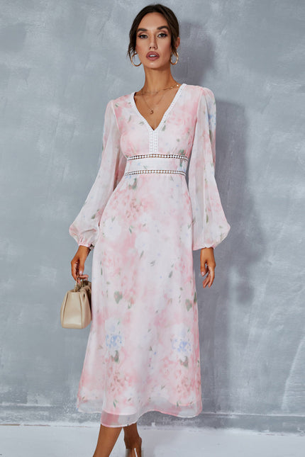 Robe Manche Longue Fleurie Fluide