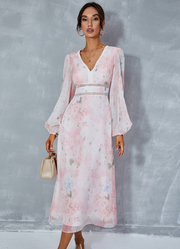 Robe Manche Longue Fleurie Fluide