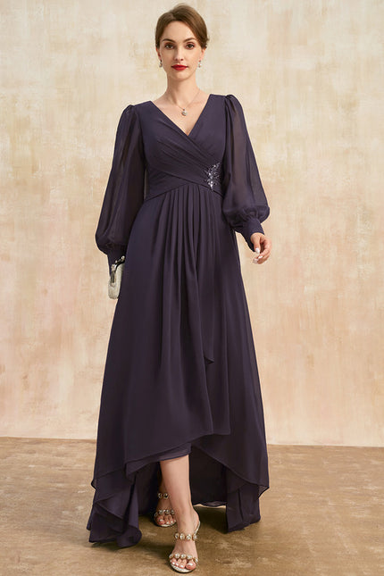 Robe Manche Longue Asymétrique Satinée