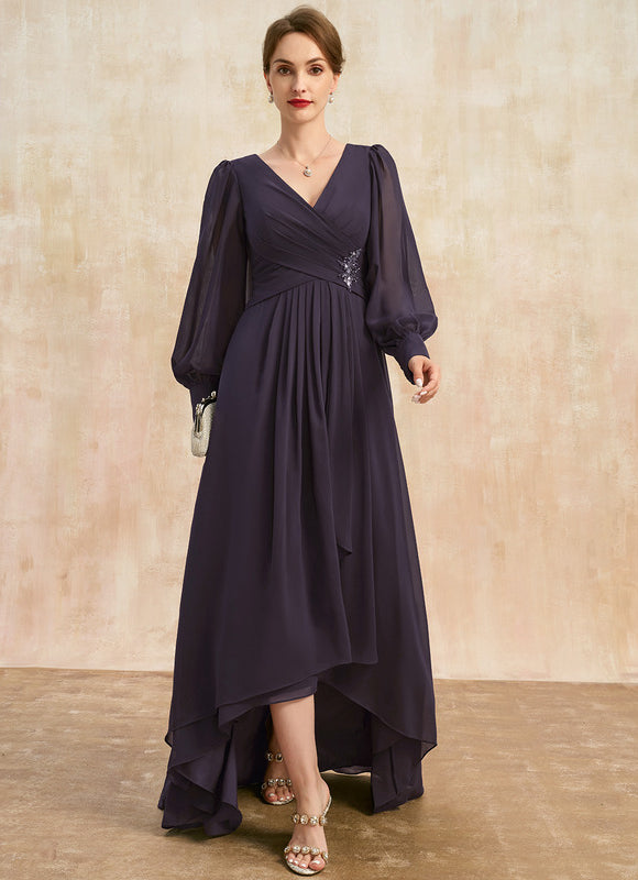 Robe Manche Longue Asymétrique Satinée