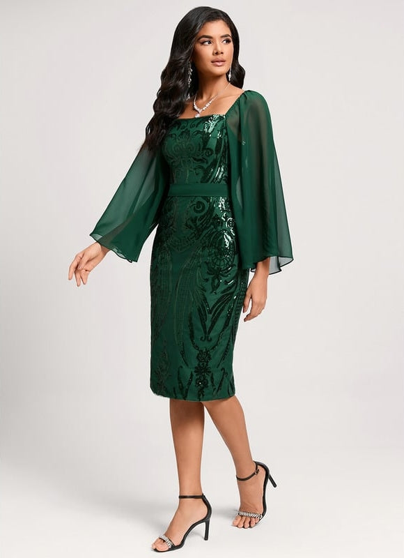 Robe Manche Longue Élégante Pailletée - gallery 3