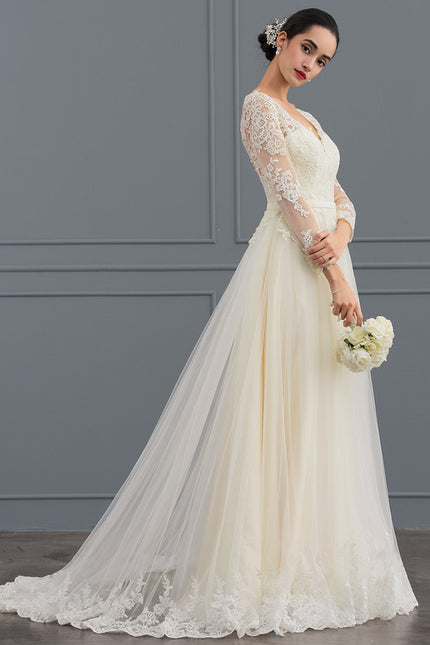 Robe Manche Longue Princesse Tulle Floral - gallery 5