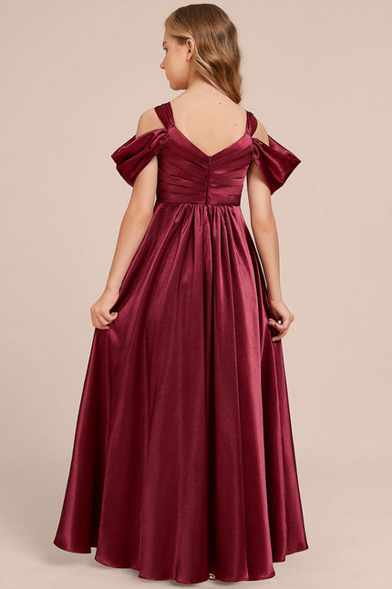 Robe Manche Longue Satin Bordeaux Élégante - gallery 4