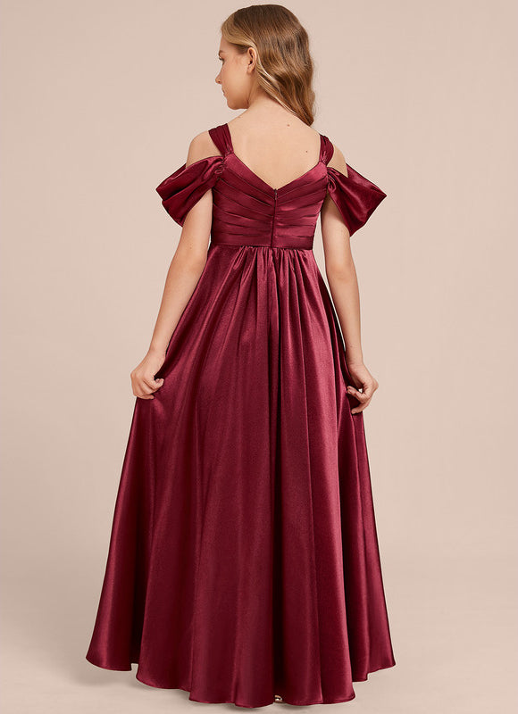 Robe Manche Longue Satin Bordeaux Élégante - gallery 4