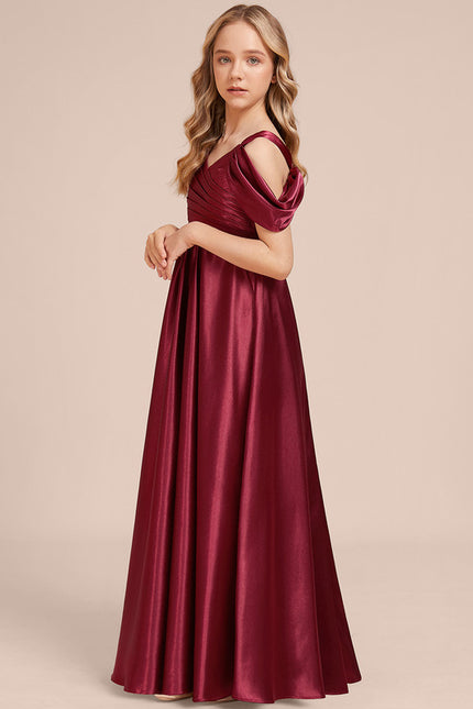 Robe Manche Longue Satin Bordeaux Élégante