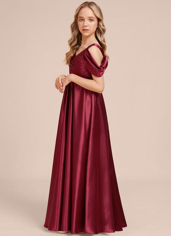 Robe Manche Longue Satin Bordeaux Élégante