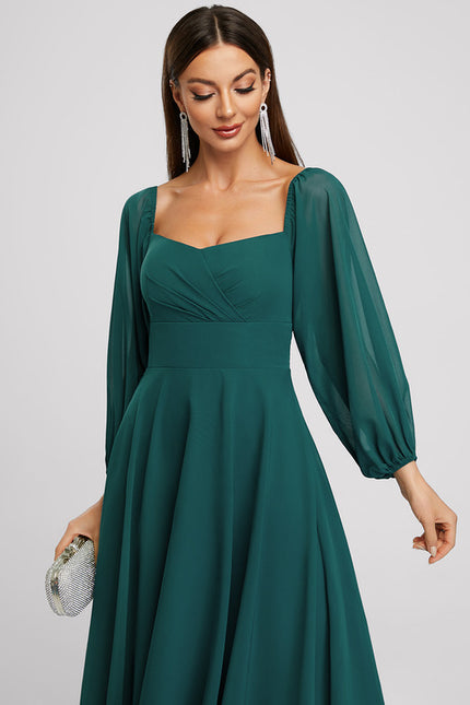 Robe Manche Longue Émeraude Fluide - gallery 3