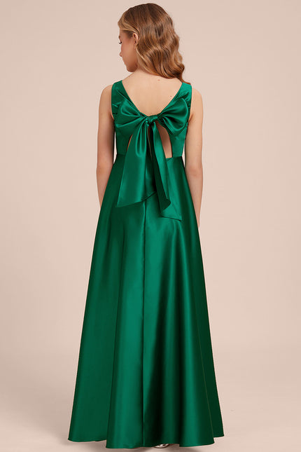 Robe Manche Longue Satin Émeraude - gallery 4