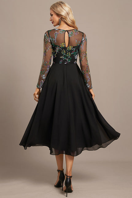 Robe Noire Manches Longues Dentelle - gallery 6