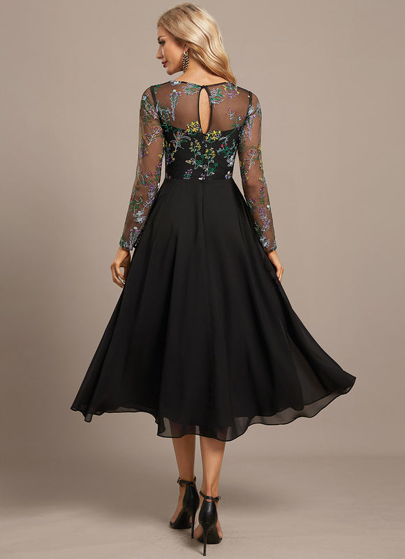 Robe Noire Manches Longues Dentelle - gallery 6