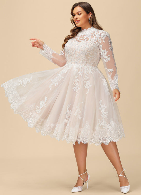 Robe Manche Longue Rétro En Tulle - gallery 7