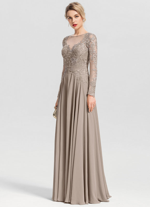 Robe Manche Longue Élégante Beige - gallery 1