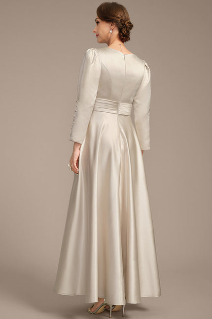 Robe Blanche Satin Manche Longue - gallery 6