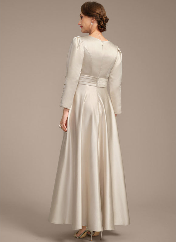 Robe Blanche Satin Manche Longue - gallery 6