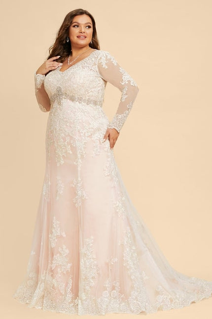 Robe Manche Longue Sirène Tulle Floral - gallery 5