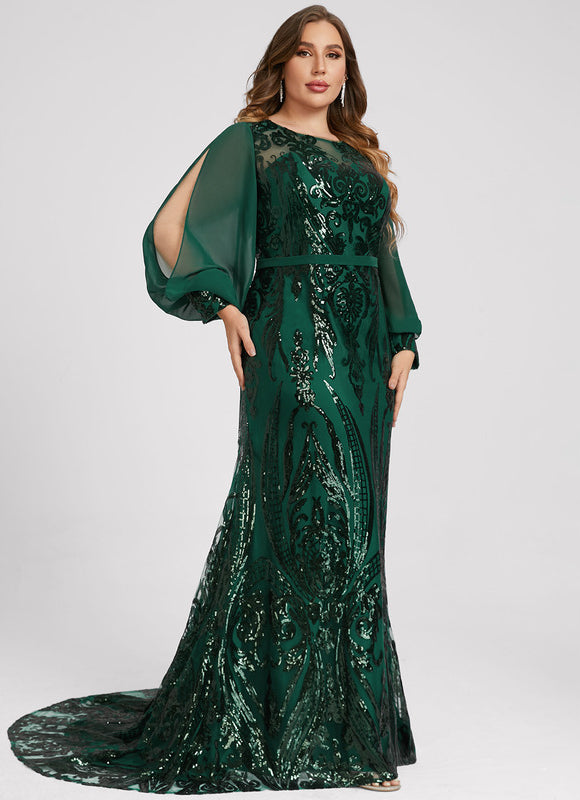 Robe Sirene Paillette Manche Longue - gallery 8