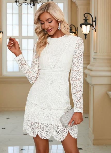 Robe Manche Longue Dentelle Blanche
