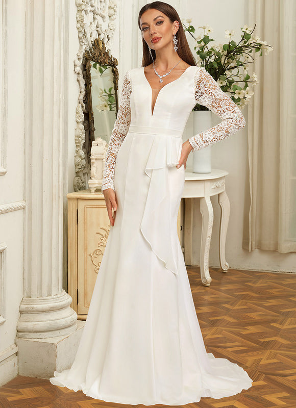 Robe Manche Longue Sirène Dentelle