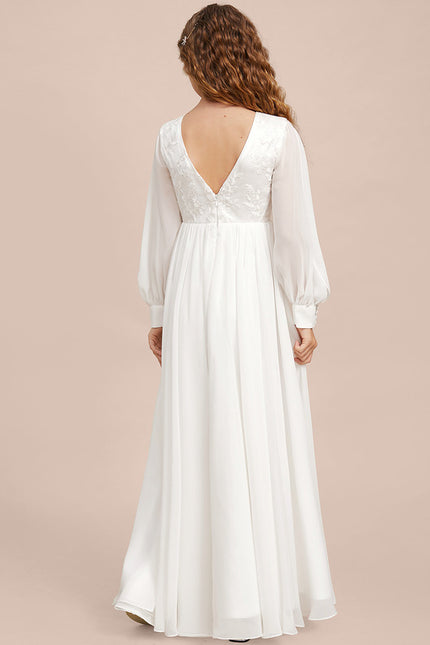 Robe Blanche Boheme Manches Longues - gallery 2