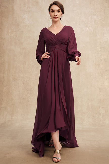 Robe Manche Longue Asymétrique Bordeaux - gallery 3