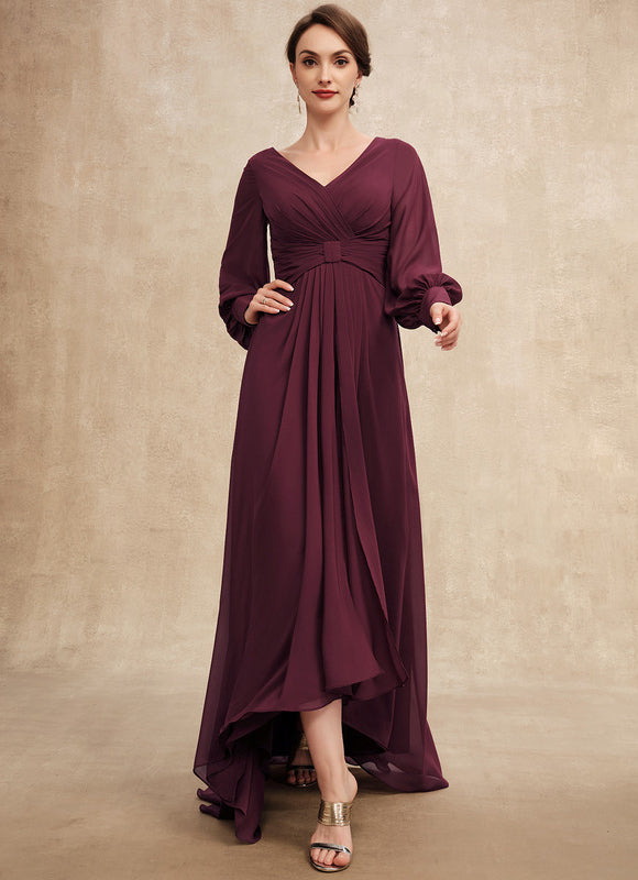 Robe Manche Longue Asymétrique Bordeaux - gallery 3