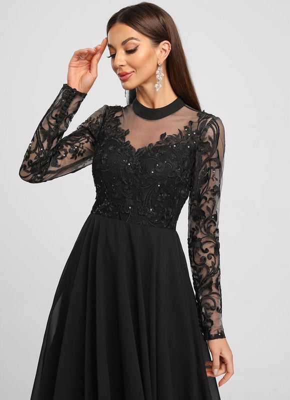 Robe Cocktail Mariage Manche Longue - gallery 5