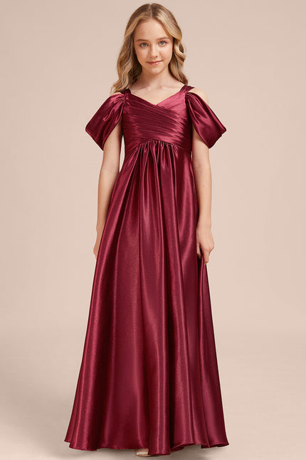 Robe Manche Longue Satin Bordeaux Élégante - gallery 1