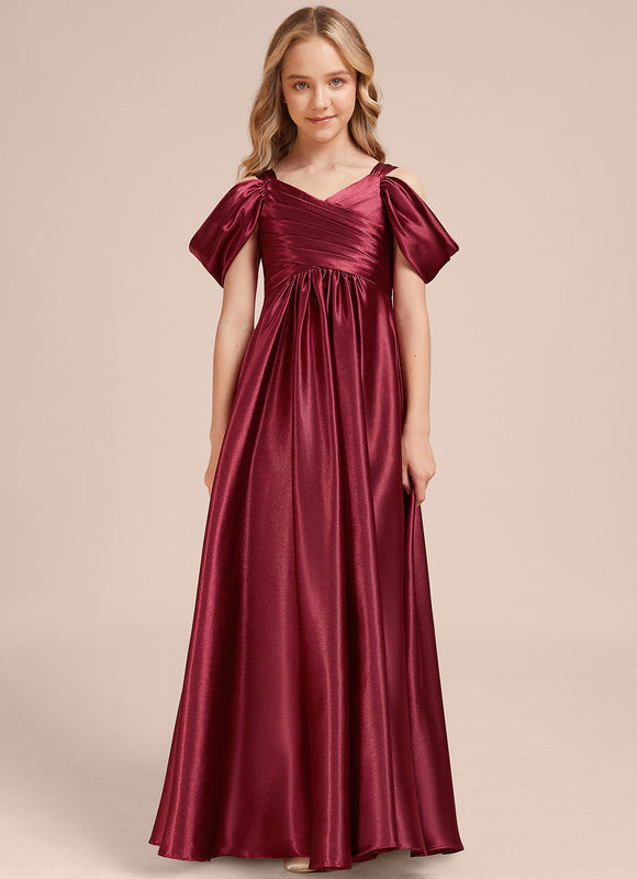 Robe Manche Longue Satin Bordeaux Élégante - gallery 1