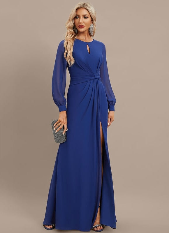 Robe Manche Longue Fluide Fendue - gallery 5