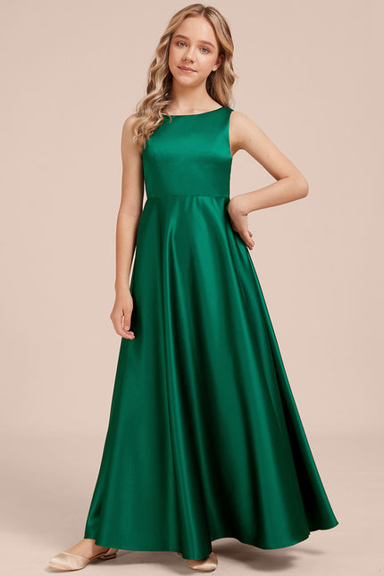 Robe Manche Longue Satin Émeraude - gallery 2