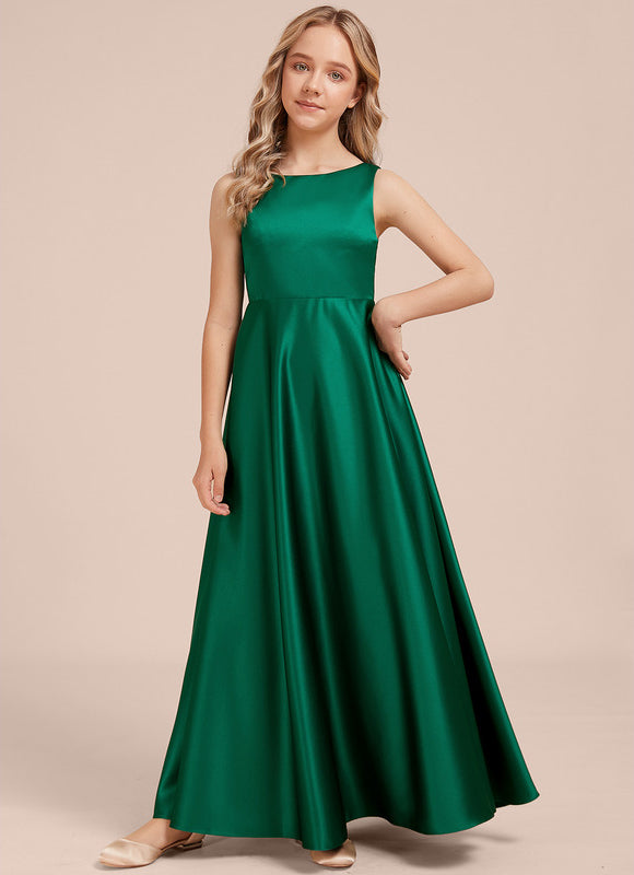 Robe Manche Longue Satin Émeraude - gallery 2