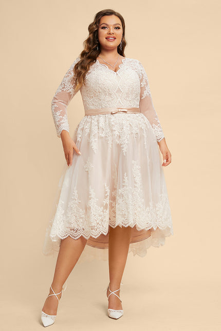 Robe Manche Longue Élégante En Dentelle - gallery 9