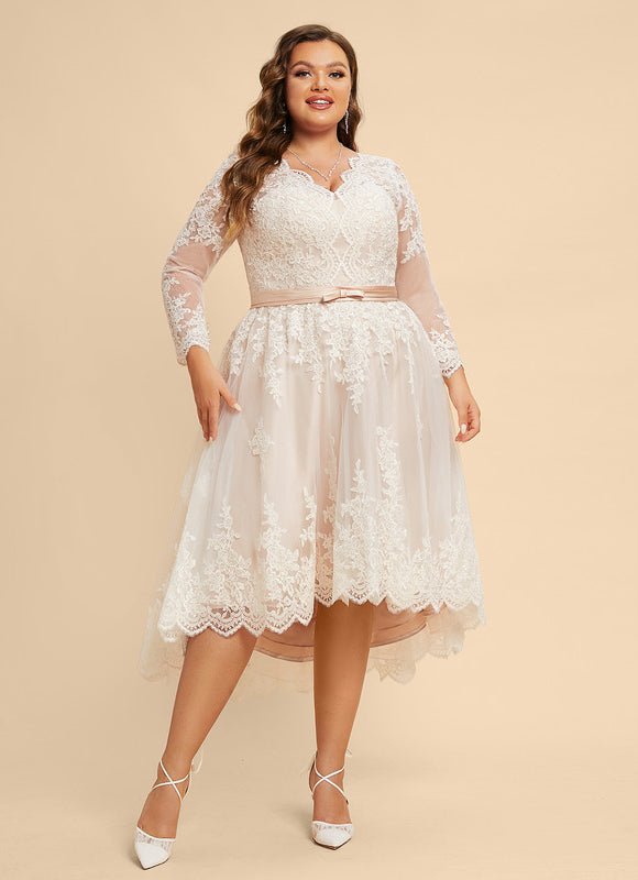 Robe Manche Longue Élégante En Dentelle - gallery 9
