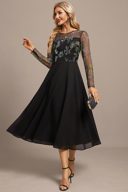 Robe Noire Manches Longues Dentelle - gallery 3