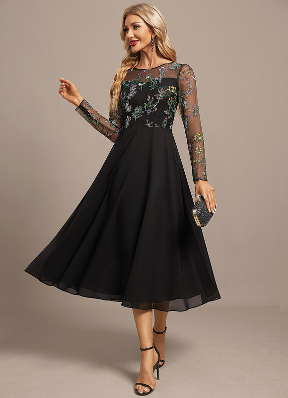 Robe Noire Manches Longues Dentelle - gallery 3