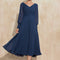 Robe Manche Longue Vaporeuse Marine