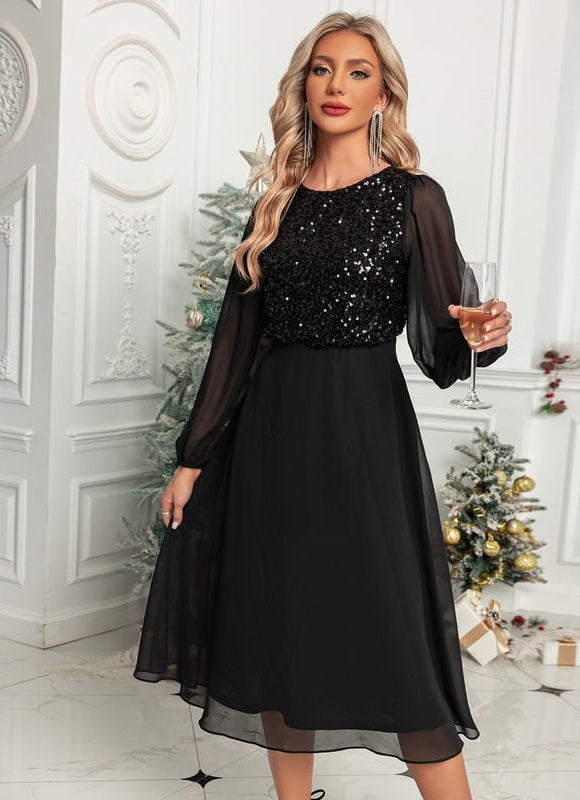 Robe Manche Longue Paillette - gallery 2