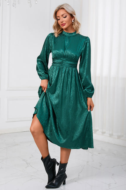 Robe Manche Longue Trapèze Satinée - gallery 3