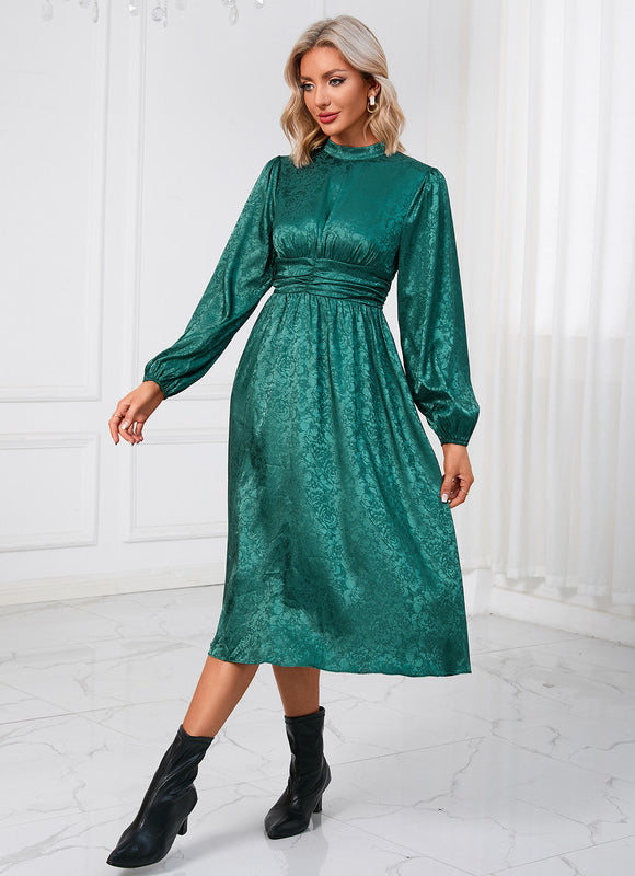 Robe Manche Longue Trapèze Satinée - gallery 2