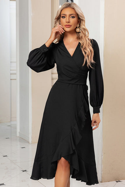 Robe Noire Asymetrique Manche Longue - gallery 1