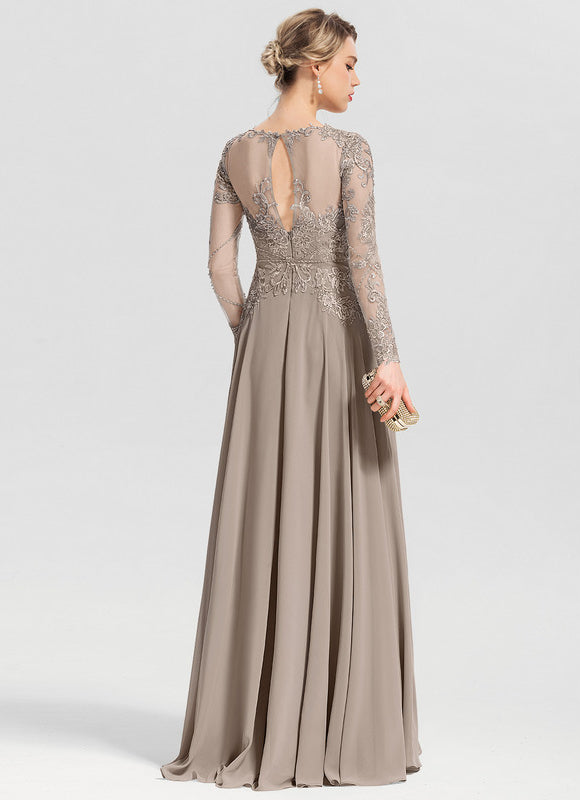 Robe Manche Longue Élégante Beige - gallery 2