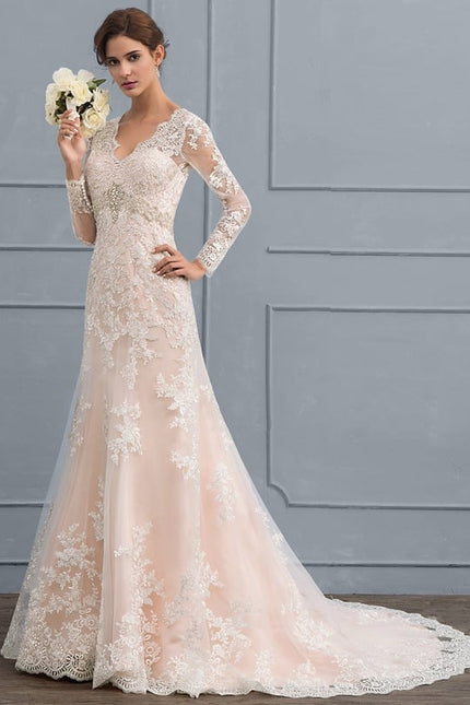 Robe Manche Longue Sirène Tulle Floral - gallery 2